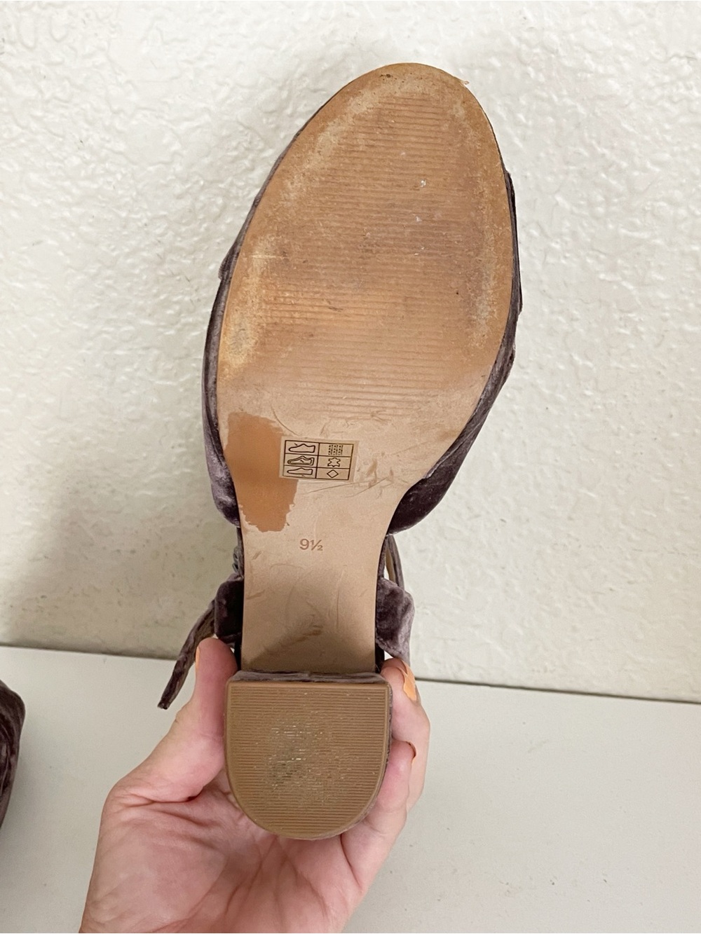 Madewell Vanessa Brown Velvet Heeled Sandals chunky block heel - Picture 8 of 13
